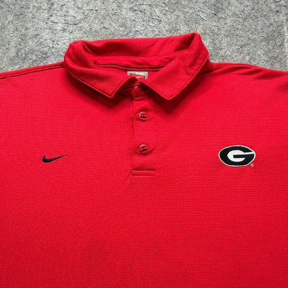 Georgia Bulldogs Nike Polo Shirt Men 2XL XXL Red Black Team Issue Performance - Picture 1 of 14